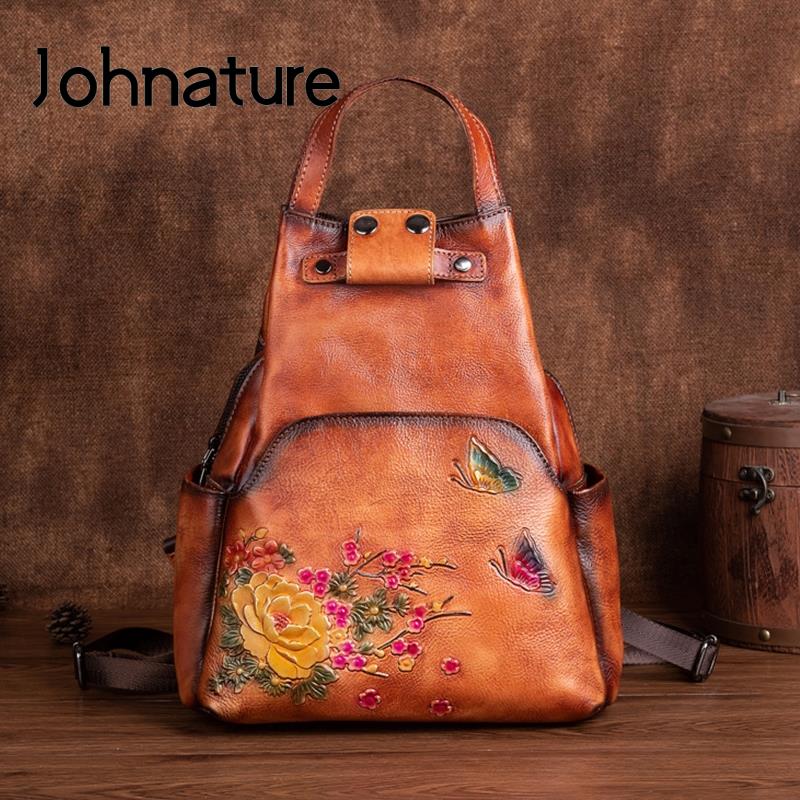 Johnature Genuine Leather Embo - Leather Backpack Vintage 评论和价格